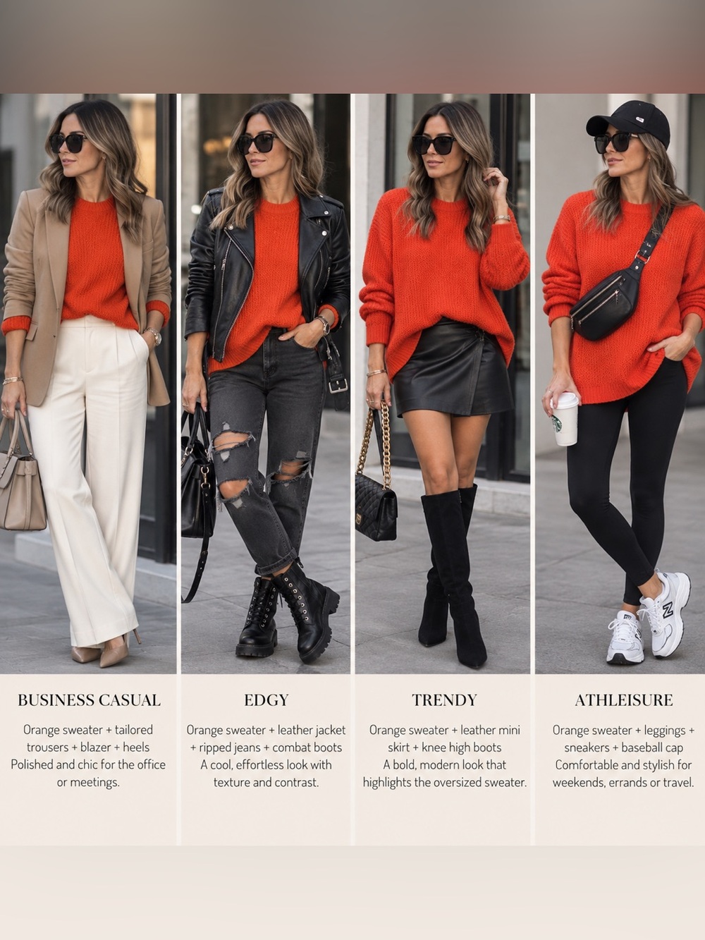 T by Alexander Wang Bold Orange Ribbed Crewneck Sweater